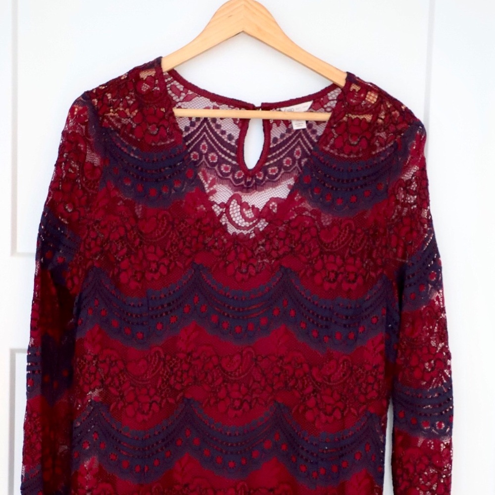 Burgundy and Purple Lace Dress